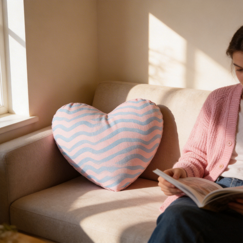 Playful Comfort | Soft Velvet | Cozy Living Room Accessory | Perfect for Gifting | Wavy Heart Design