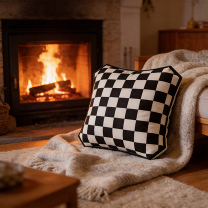 Modern Chic | Cotton Fabric | Stylish Living Room Décor | Perfect Gift for Trendsetters | Bold Checkered Design