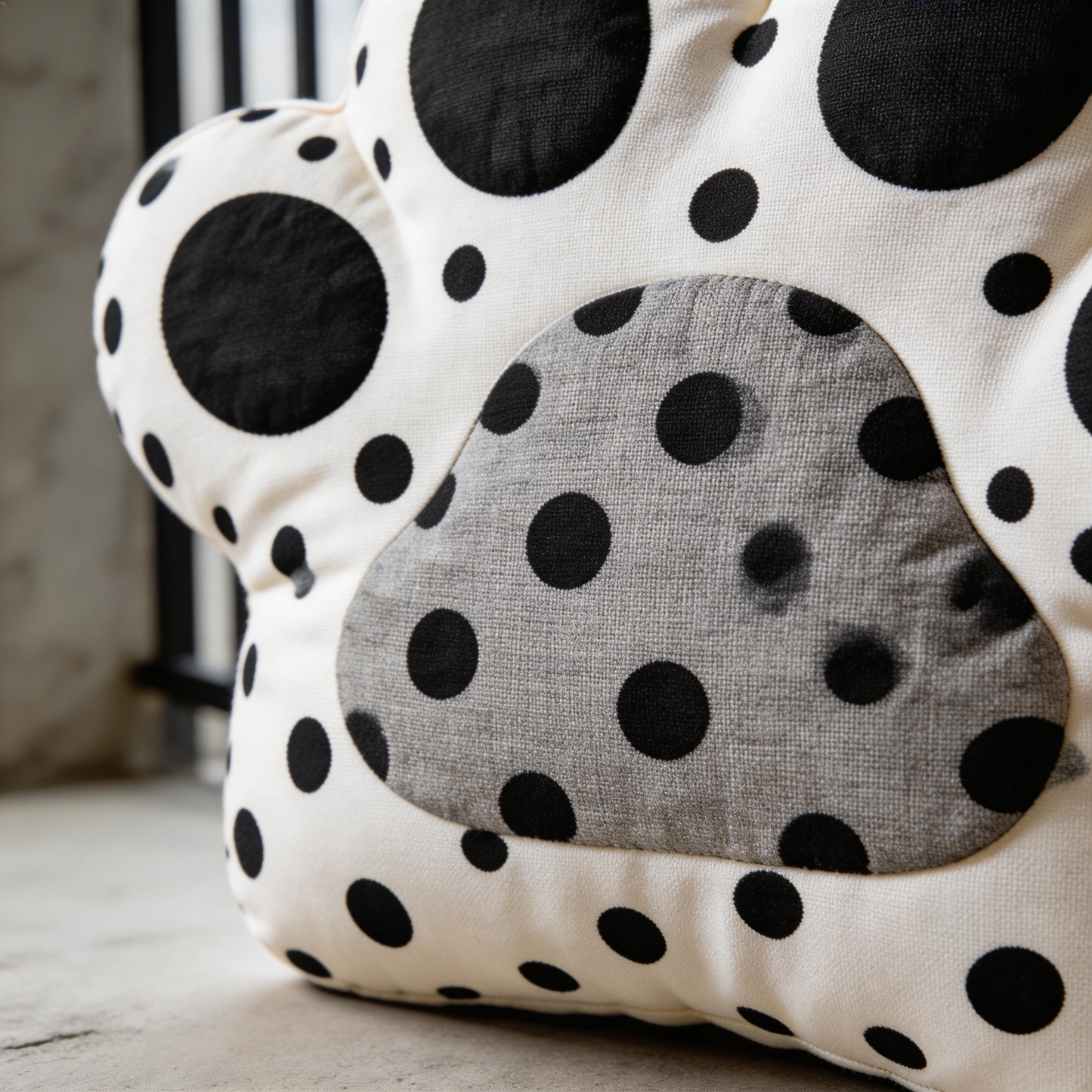 Adorable Paw Print Pillow | Soft Cotton | Cute Home Decor | Perfect Gift for Pet Lovers | Fun Polka Dot Design