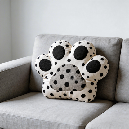Adorable Paw Print Pillow | Soft Cotton | Cute Home Decor | Perfect Gift for Pet Lovers | Fun Polka Dot Design