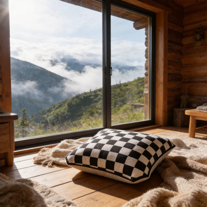 Modern Chic | Cotton Fabric | Stylish Living Room Décor | Perfect Gift for Trendsetters | Bold Checkered Design