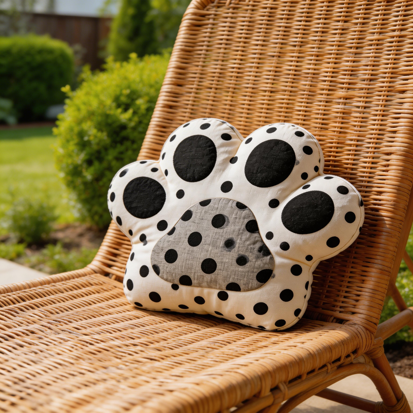 Adorable Paw Print Pillow | Soft Cotton | Cute Home Decor | Perfect Gift for Pet Lovers | Fun Polka Dot Design