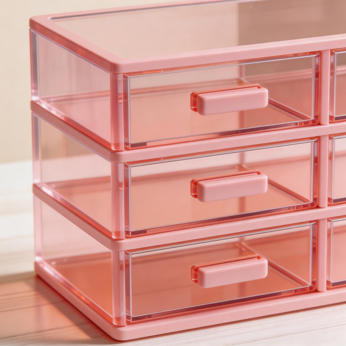 Functional Design | Transparent Plastic | Organize Your Home or Office | Perfect Gift for Tidy Enthusiasts | Sleek Pink Color