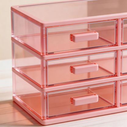 Functional Design | Transparent Plastic | Organize Your Home or Office | Perfect Gift for Tidy Enthusiasts | Sleek Pink Color