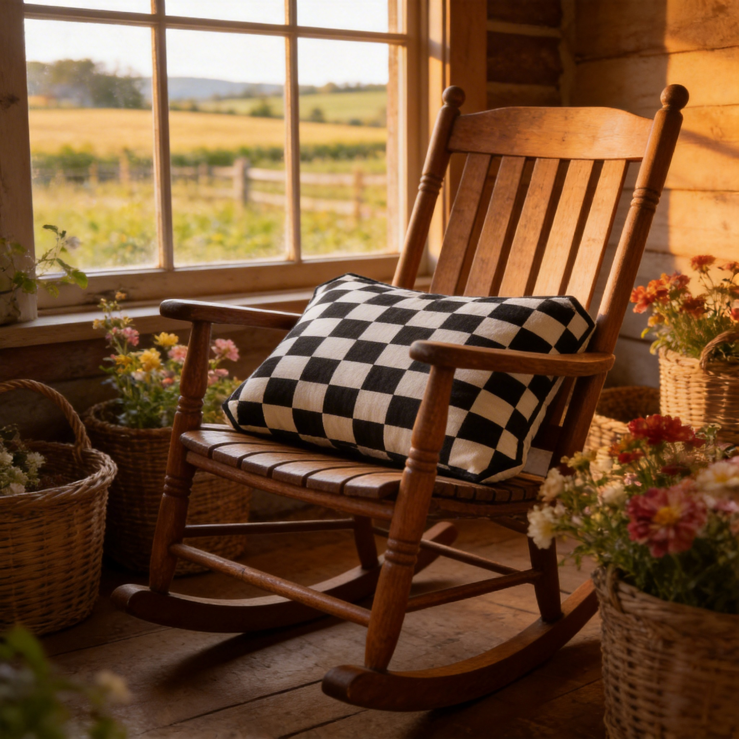 Modern Chic | Cotton Fabric | Stylish Living Room Décor | Perfect Gift for Trendsetters | Bold Checkered Design
