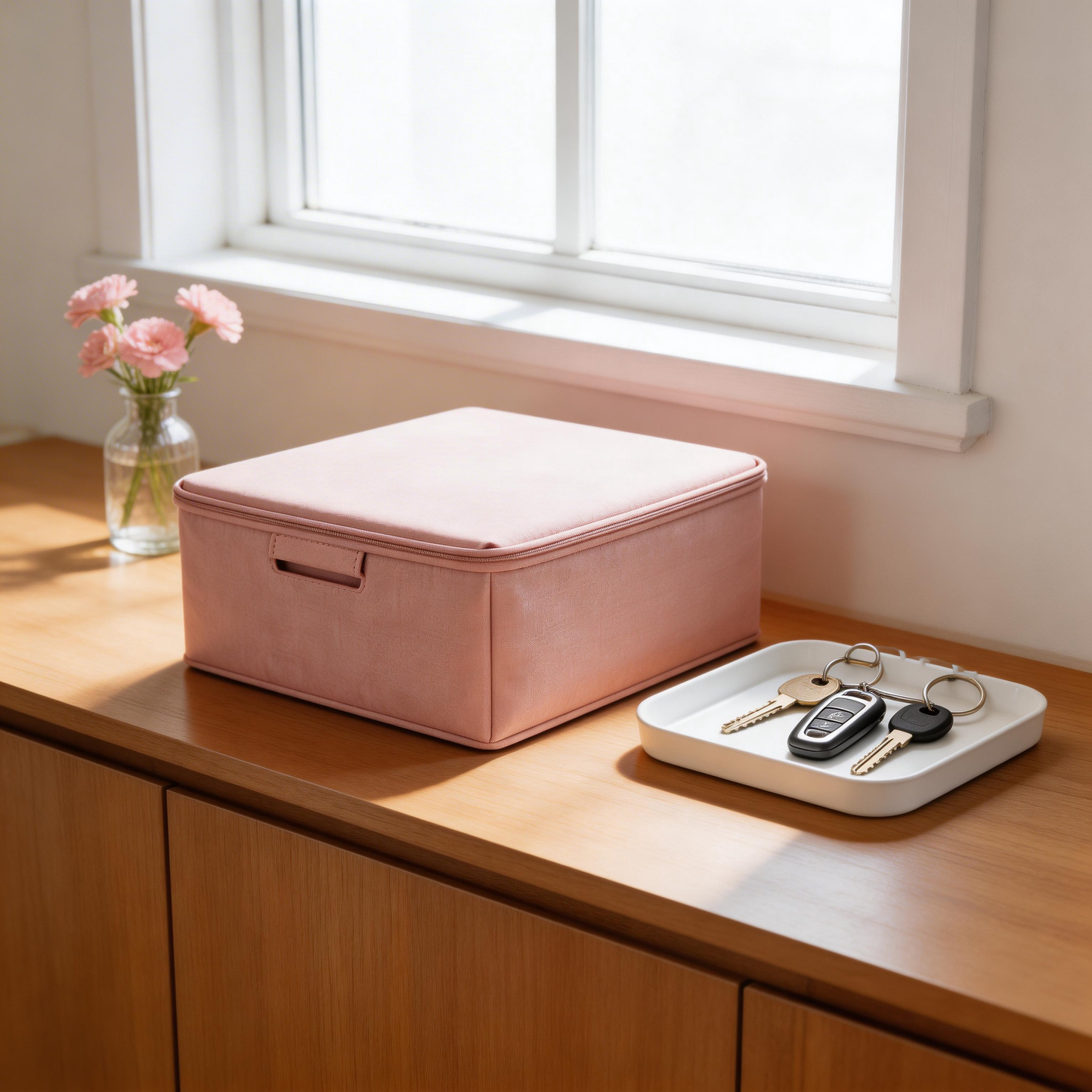 Functional & Chic | Fabric Material | Stylish Home Organization | Perfect Gift for Minimalists | Soft Pink Design
