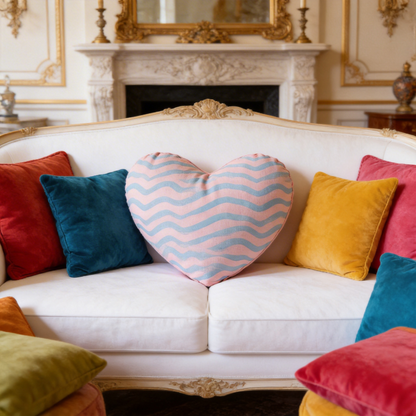 Playful Comfort | Soft Velvet | Cozy Living Room Accessory | Perfect for Gifting | Wavy Heart Design