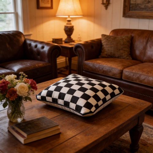 Modern Chic | Cotton Fabric | Stylish Living Room Décor | Perfect Gift for Trendsetters | Bold Checkered Design