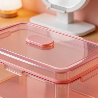 Sleek & Transparent | Premium Plastic | Modern Desk Organizer | Perfect Gift for Neat Freaks | Elegant Pink Design