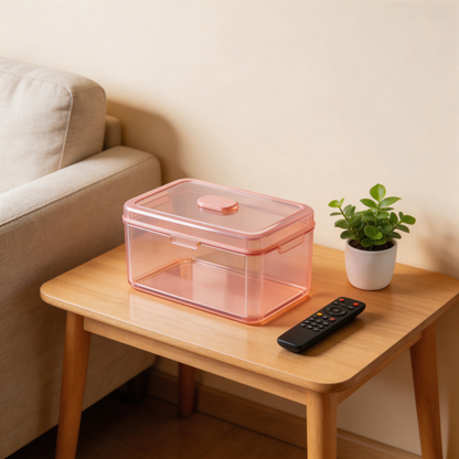Sleek & Transparent | Premium Plastic | Modern Desk Organizer | Perfect Gift for Neat Freaks | Elegant Pink Design
