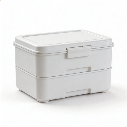 Functional & Space-Saving | Durable Plastic | Minimalist White Storage Box | Ideal for Home Organization | Stackable and Practical Design