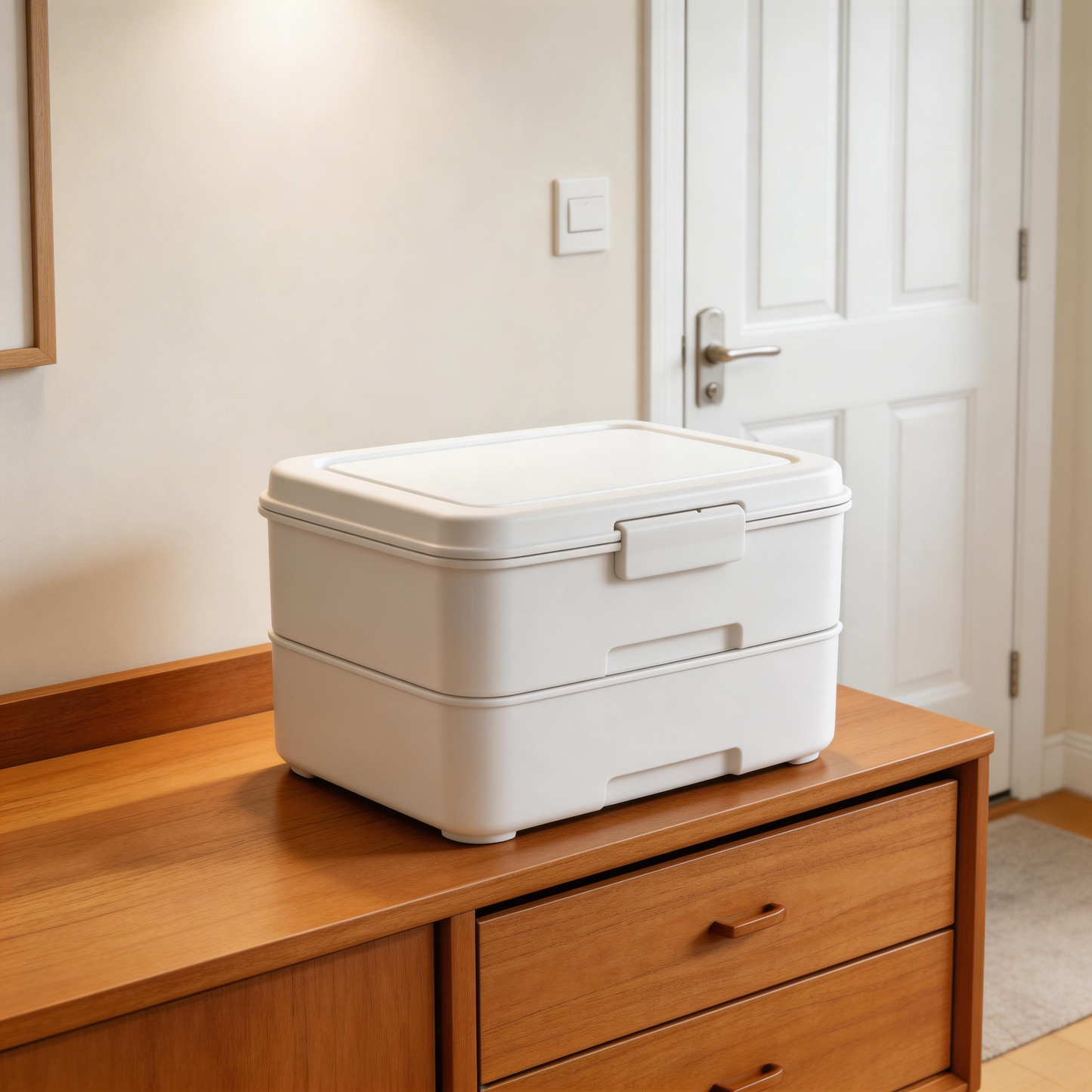 Functional & Space-Saving | Durable Plastic | Minimalist White Storage Box | Ideal for Home Organization | Stackable and Practical Design